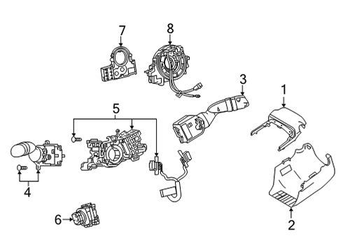 2022 Lexus NX450h+ Shroud, Switches & Levers SENSOR, STEERIG W/LO Diagram for 8924B-78010