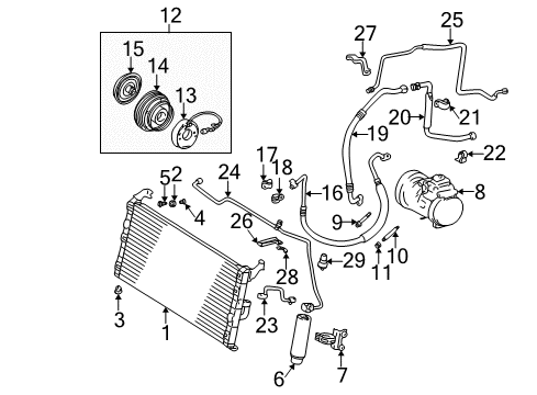 1999 Toyota RAV4 A/C Condenser, Compressor & Lines Gasket Kit, Overhaul Diagram for 88335-2B030