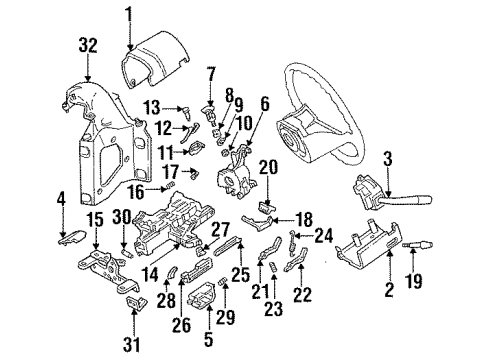 Diagram for 1997 Ford F-350 Steering Column, Steering Wheel & Trim 