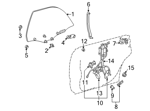 2000 Lexus ES300 Rear Door Stop, Front Door Window Diagram for 67211-33010