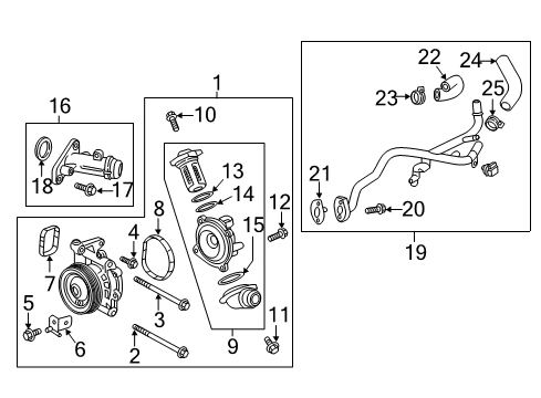2019 Chevrolet Cruze Cooling System, Radiator, Water Pump, Cooling Fan Water Pump Assembly Diagram for 55513550