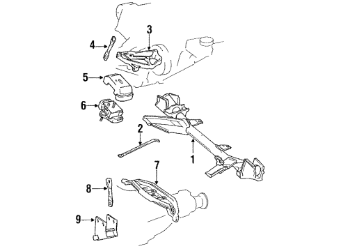 1991 Toyota Previa Engine & Trans Mounting Stay, Engine Mounting RH Diagram for 12327-76010