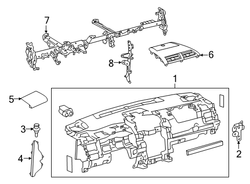 2015 Toyota Camry Cluster & Switches, Instrument Panel Instrument Panel Diagram for 55301-06210-C0