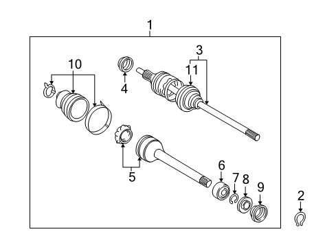 2003 Toyota Sienna Drive Axles - Front Front Cv Joint Inboard, Right Diagram for 43030-08020