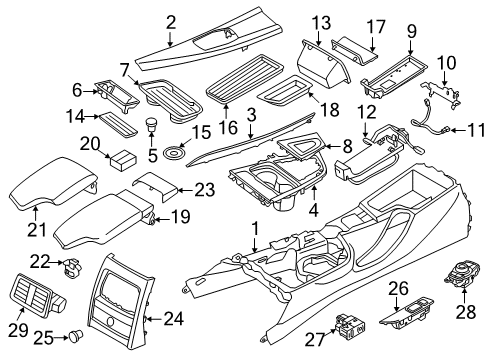 2013 BMW 335i xDrive Center Console Insert Diagram for 51167118065