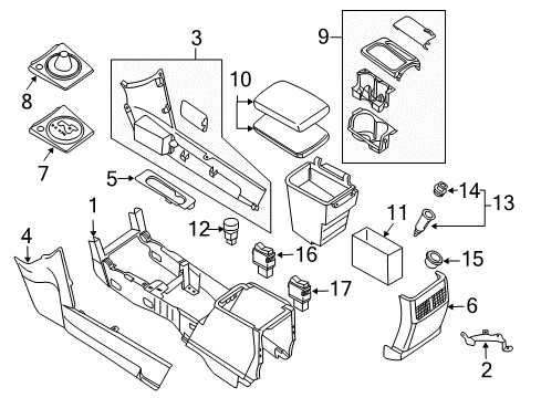 2005 Nissan Maxima Switches Cup Holder Assembly Diagram for 969A1-ZA30A