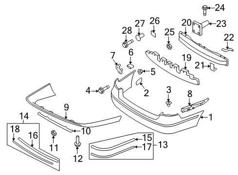 2006 Hyundai Azera Rear Bumper Stay-Rear Bumper LH Diagram for 86641-3L000