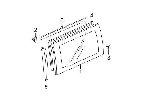 2004 Honda Odyssey Side Loading Door - Glass & Hardware Clip B, Slide Door Glass Diagram for 91503-S0X-A01