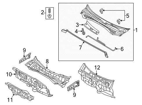 2019 Kia Optima Cowl Panel Complete-Dash Diagram for 64300D5000
