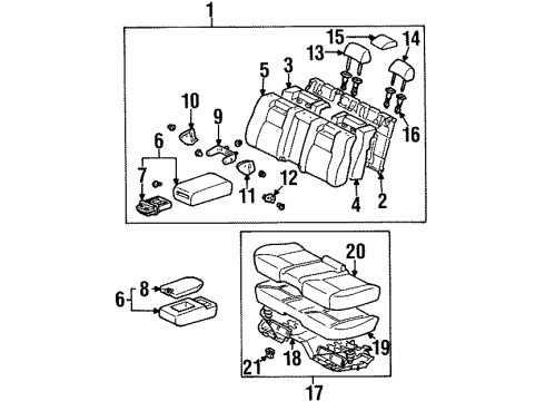 1999 Lexus LS400 Rear Seat Components Cushion Assy, Rear Seat (For Bench Type) Diagram for 71460-50440-B0