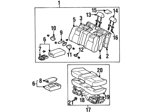 1999 Lexus LS400 Rear Seat Components Support Assembly, Front Seat Diagram for 71930-32020-G0