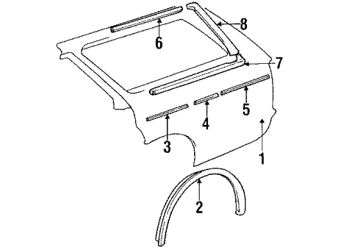 1987 Toyota Cressida Quarter Panel & Components Lock Diagram for 77037-90K00