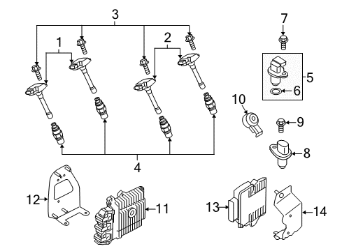 2016 Nissan Titan XD Powertrain Control Spark Plug Diagram for 22401-1LA1C