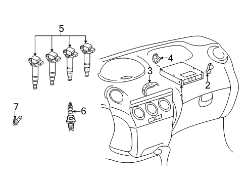 2001 Toyota Echo Powertrain Control ECM Side Bracket Diagram for 89669-52020