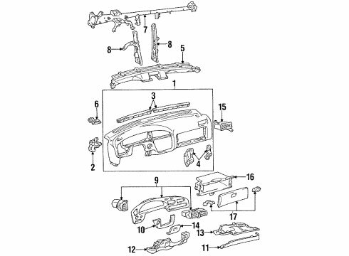 1995 Toyota Camry Instrument Panel Radio Panel Diagram for 55368-33010