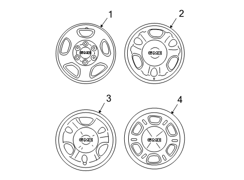 2002 GMC Yukon XL 2500 Wheel Covers & Trim Hub Cap Diagram for 15712389