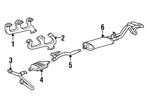 1989 GMC C3500 Exhaust Components, Exhaust Manifold Exhaust Pipe Assembly Diagram for 15567728