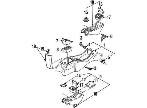 1993 Pontiac Firebird Center Console Holder-Front Floor Console Cup *Black Diagram for 10248387