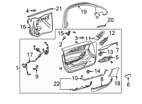 2022 Cadillac CT5 Interior Trim - Front Door Lower Molding Diagram for 84690105