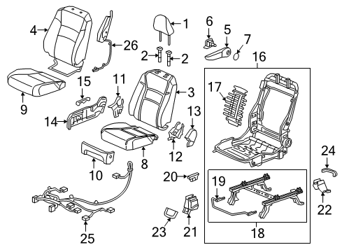 2017 Honda Ridgeline Passenger Seat Components Pad, Right Front Seat Cushion Diagram for 81137-T6Z-A01