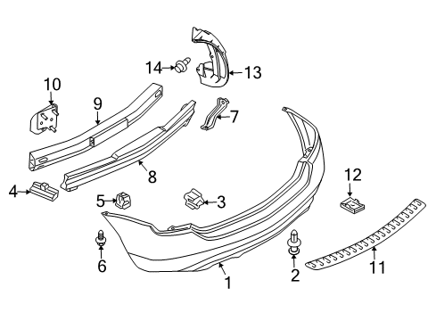 2006 Nissan Murano Rear Bumper Closing-Rear Bumper, RH Diagram for 78818-CA000