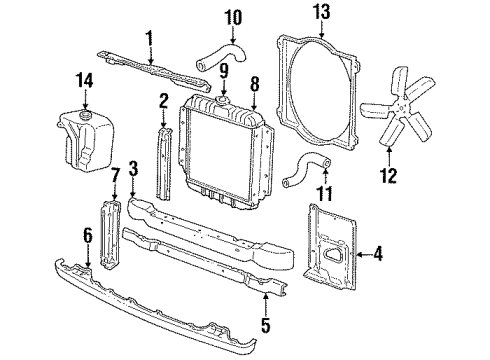 1986 Dodge B250 Radiator & Components, Radiator Support, Cooling Fan Part Diagram for 52027787