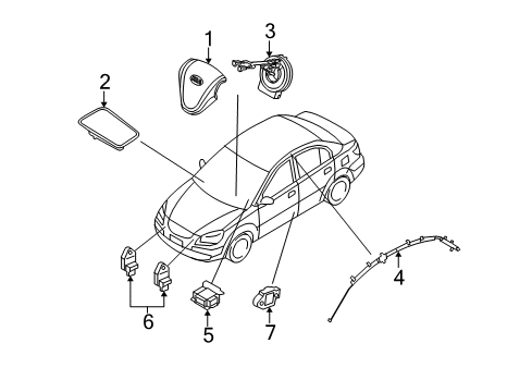 2010 Kia Rio5 Air Bag Components Steering Wheel Spiral Cable Clock Spring Diagram for 93490-1E500