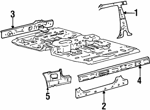 1999 Hyundai Accent Center Pillar & Rocker Panel Assembly-Side Sill Inner, LH Diagram for 65170-22000