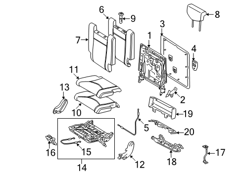 2012 Toyota RAV4 Third Row Seats Seat Back Frame Inner Cover Diagram for 71879-42030-B0