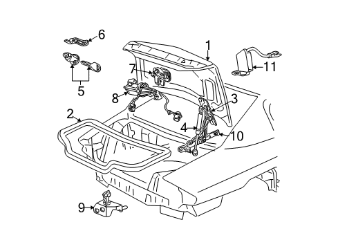 1998 Buick Century Trunk Hinge Asm-Rear Compartment Lid <Use 1C6L Diagram for 10412611
