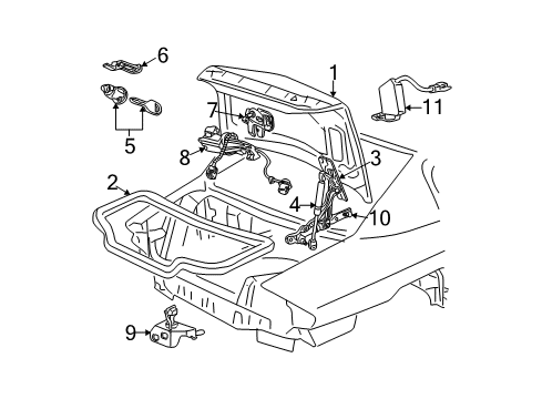 1998 Buick Century Trunk Strut Asm-Rear Compartment Lid <Use 1C6L Diagram for 10401062