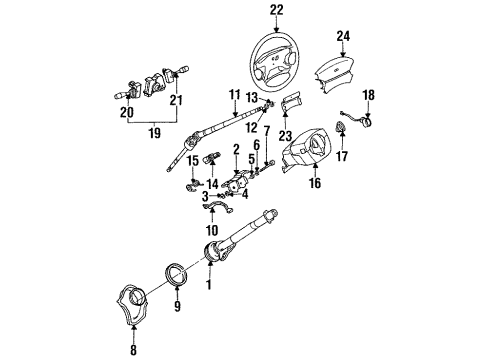 1993 Infiniti J30 Steering Column & Wheel Washer Diagram for 08915-4421A
