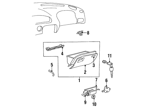 1995 Hyundai Sonata Glove Box Cover Assembly-Glove Box Housing Diagram for 84512-34500-AQ