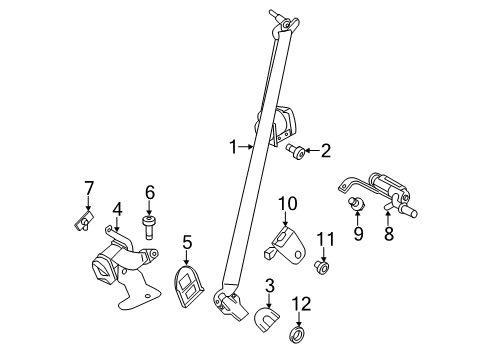 2013 Ford Explorer Seat Belt Buckle End Bushing Diagram for BB5Z-78602B62-A