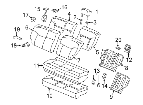 2004 Honda Civic Rear Seat Components Pad Assembly, Right Rear Seat-Back Diagram for 82122-S5T-A01