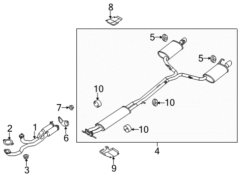 2014 Lincoln MKZ Exhaust Components Muffler & Pipe Insulator Diagram for DP5Z-5F262-A