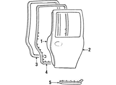 2000 Lincoln Navigator Rear Door Lower Weatherstrip Diagram for F75Z-7825324-BB