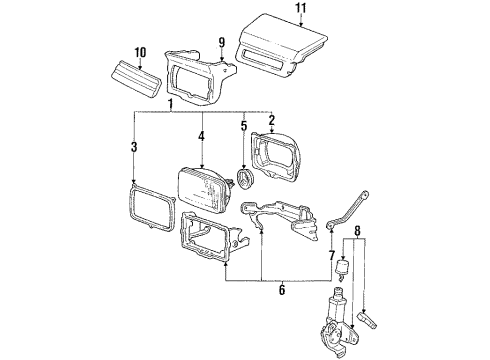 1987 Honda Prelude Headlamps Headlight Assembly, Driver Side Diagram for 33150-SB0-661