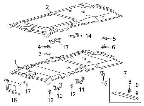 2020 Ford Expedition Interior Trim - Roof Sunvisor Diagram for JL7Z-7804104-FB