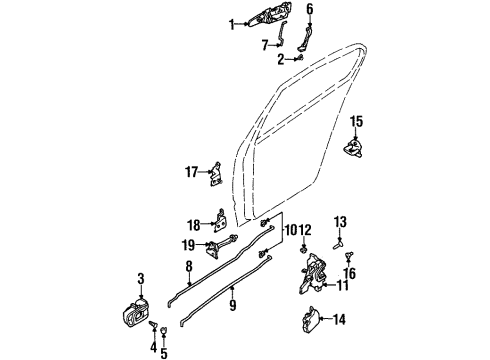 1999 Infiniti G20 Rear Door Rod-Lock Knob, RH Diagram for 82512-3J100