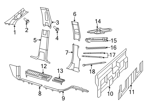 2014 Ram 2500 Interior Trim - Cab C Pillar Diagram for 1DX61DX9AB