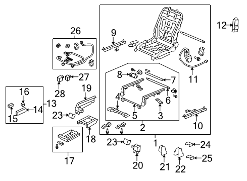 2009 Honda Pilot Tracks & Components Cord, R. Power Seat (4 Way) Diagram for 81206-SZA-A40