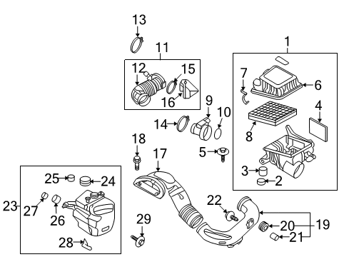 2010 Kia Optima Powertrain Control Duct Assembly-Air Diagram for 282102G100