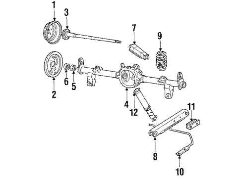 1989 Oldsmobile Custom Cruiser Rear Suspension Components, Lower Control Arm, Upper Control Arm Cv Axle Shaft Diagram for 26014038