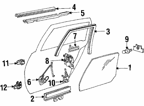 1989 Oldsmobile Cutlass Calais Rear Door Switch Asm-Window Rear Door On Trim Pad Diagram for 22540936