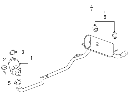 2008 Saturn Sky Exhaust Components Exhaust Muffler Assembly (W/ Exhaust Pipe & Tail Pipe) Diagram for 20787539