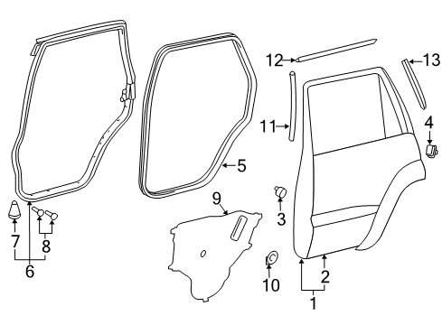 2019 Toyota Land Cruiser Rear Door Water Deflector Hole Cover Diagram for 67846-60010