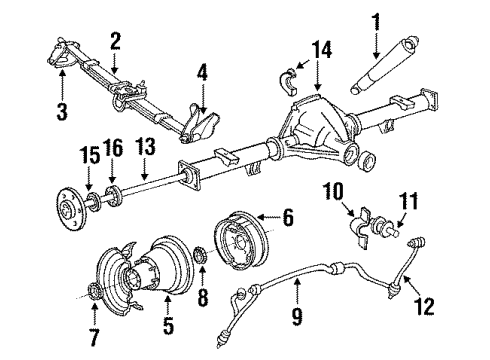 1987 Ford F-350 Rear Suspension Components, Axle Housing, Stabilizer Bar & Components Stabilizer Bar Diagram for F3TZ5A772A