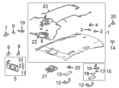 2014 Cadillac ATS Interior Trim - Roof Reading Lamp Assembly Diagram for 22880936