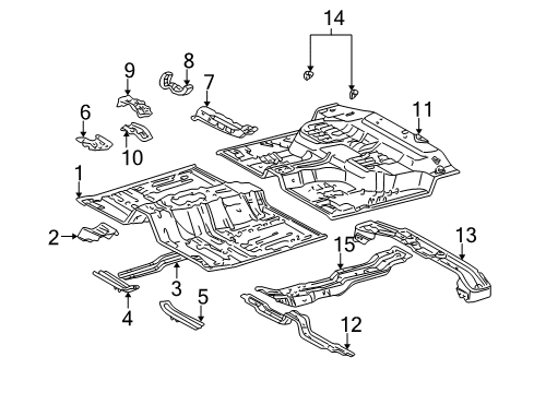 2002 Toyota Tacoma Cab - Floor Front Floor Pan Diagram for 58111-35040